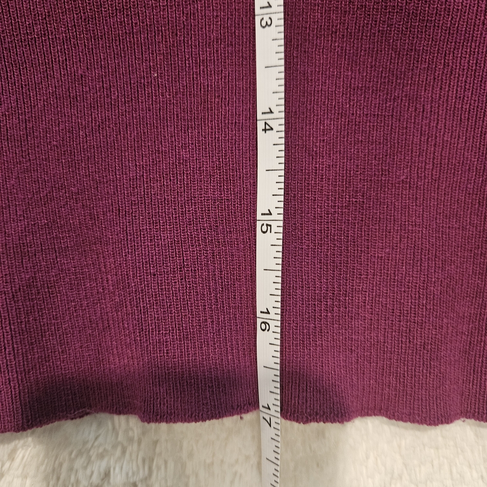 Zara Purple Puff-Sleeve Ribbed Knit Sweater Size S Minimalist Feminine Retro 80s - Picture 10 of 11